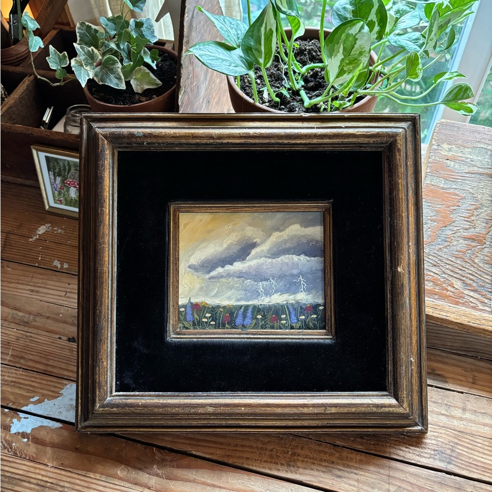 Original Thunderstorm Painting with Vintage Frame - Picture 1 of 11